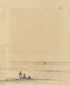 Figures on a Shore [verso], c. 1875. Creator: Felix Hilaire Buhot