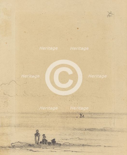Figures on a Shore [verso], c. 1875. Creator: Felix Hilaire Buhot.