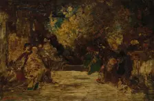 Figures on a Terrace, not dated. Creator: Adolphe Monticelli (French, 1824-1886), attributed to