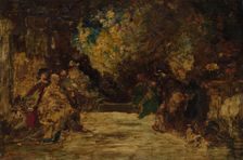 Figures on a Terrace, not dated. Creator: Adolphe Monticelli (French, 1824-1886), attributed to