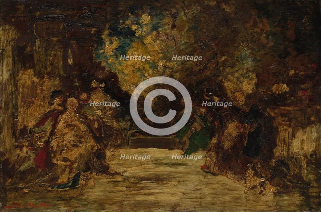 Figures on a Terrace, not dated. Creator: Adolphe Monticelli (French, 1824-1886), attributed to.