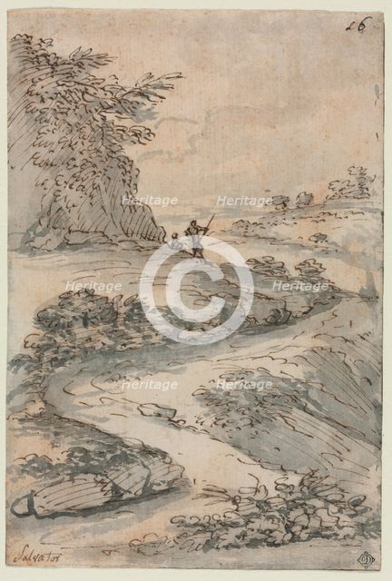 Figures on a Winding Road, mid-1600s. Creator: Salvator Rosa (Italian, 1615-1673).