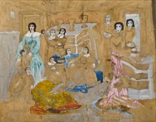 Figures on Golden Ground. Composition from His Illness. Creator: Carl Fredrik Hill