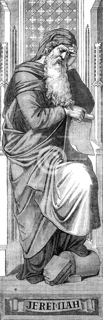 Figures prepared by Baron von Hess for a painted window in Glasgow Cathedral: Jeremiah, 1862. Creator: Unknown.