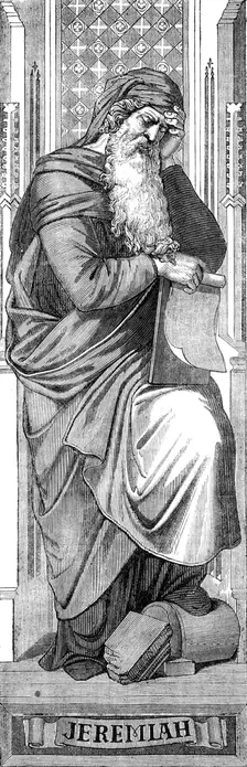 Figures prepared by Baron von Hess for a painted window in Glasgow Cathedral: Jeremiah, 1862. Creator: Unknown