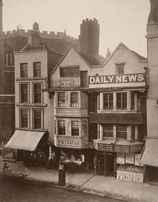 Figures standing near a shop front on Macclesfield Street, Soho, London, 1883. Artist: Henry Dixon