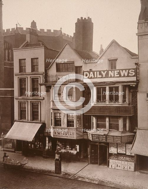 Figures standing near a shop front on Macclesfield Street, Soho, London, 1883. Artist: Henry Dixon