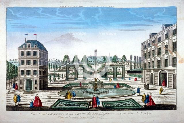 Figures strolling in a garden, Windsor, Berkshire, c1753. Artist: Anon