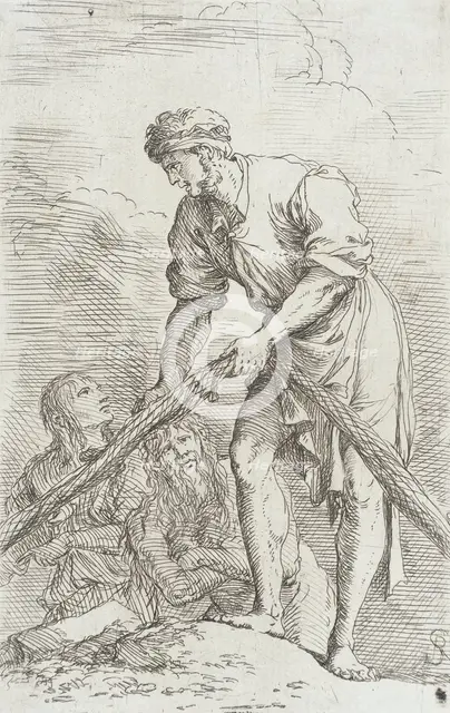 Figurine: A Man Hauling a Net, between c1656 and c1657. Creator: Salvator Rosa.