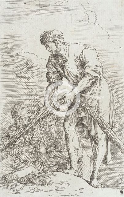 Figurine: A Man Hauling a Net, between c1656 and c1657. Creator: Salvator Rosa.