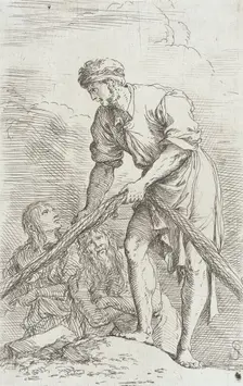 Figurine: A Man Hauling a Net, between c1656 and c1657. Creator: Salvator Rosa