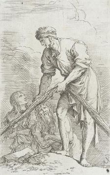Figurine: A Man Hauling a Net, between c1656 and c1657. Creator: Salvator Rosa