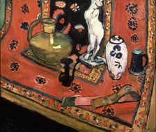 Figurine and Vases on Oriental Carpet (En rouge de Venise) 1908. Creator: Henri Matisse