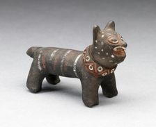 Figurine in the Form of a Striped Feline Wearing Collar, A.D. 1200/1470. Creator: Unknown