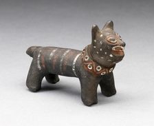 Figurine in the Form of a Striped Feline Wearing Collar, A.D. 1200/1470. Creator: Unknown