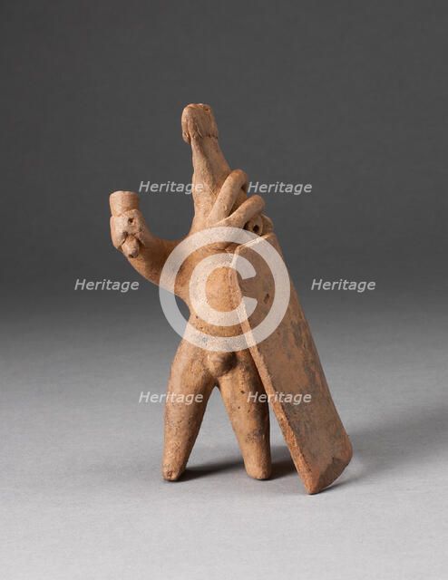 Figurine of a Warrior with Square Sheild and Weapon, 200 B.C./A.D. 200. Creator: Unknown.
