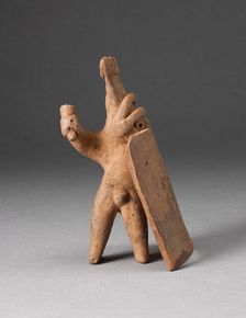 Figurine of a Warrior with Square Sheild and Weapon, 200 B.C./A.D. 200. Creator: Unknown