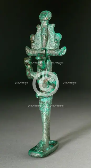Figurine of a Cobra Headed Deity Spearing an Enemy, Probably Ptolemaic Period (332-30 BCE). Creator: Unknown.