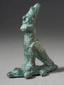 Figurine of a Falcon Standing on a Crocodile, Ptolemaic Period (323-30 BCE). Creator: Unknown