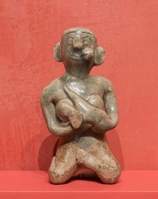 Figurine of a Mother and Child, 14th/16th century. Creator: Unknown