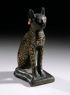Figurine of the Goddess Bastet as a Cat, 21st-26th Dynasty (1081-525 B.C.). Creator: Unknown