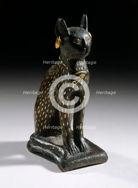 Figurine of the Goddess Bastet as a Cat, 21st-26th Dynasty (1081-525 B.C.). Creator: Unknown.