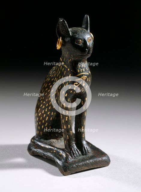 Figurine of the Goddess Bastet as a Cat, 21st-26th Dynasty (1081-525 B.C.). Creator: Unknown.