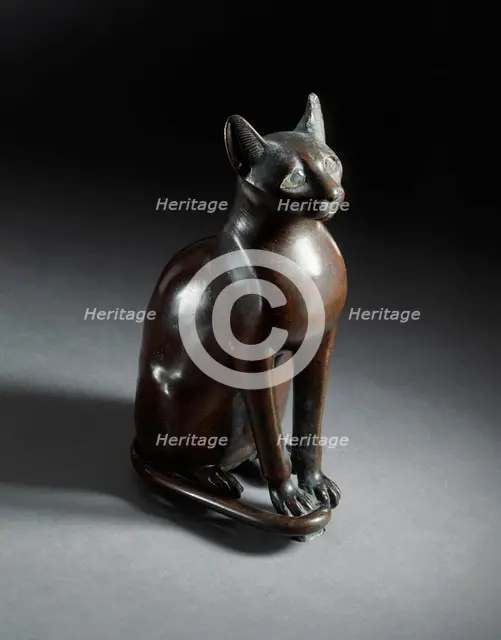 Figurine of the Goddess Bastet as a Cat, 712-332 B.C.. Creator: Unknown.