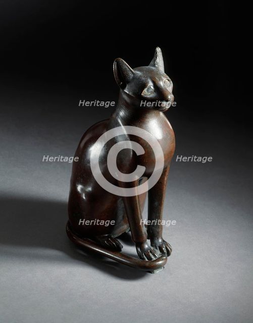 Figurine of the Goddess Bastet as a Cat, 712-332 B.C.. Creator: Unknown.