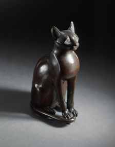 Figurine of the Goddess Bastet as a Cat, 712-332 B.C.. Creator: Unknown