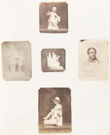 [Figurine of Young Boy Holding Apples; Cabinet Card of a Man; Figurine of a Young Child..., 1853-56. Creator: John Dillwyn Llewelyn