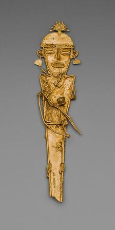 Figurine (Tunjo) of a Figure Holding Plants and Cup, Wearing a Crown, A.D. 1000/1500. Creator: Unknown