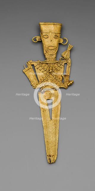 Figurine (Tunjo) of a Standing Figure with Crossed Bands Covering Torso, A.D. 1000/1500. Creator: Unknown.