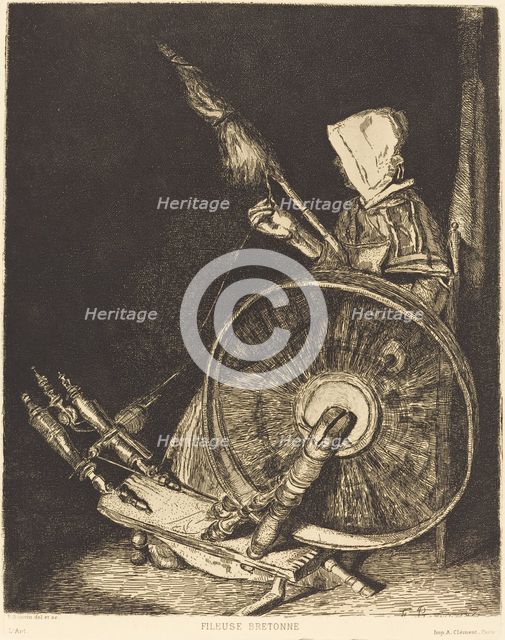 Fileuse Bretonne (Breton Spinner), 1861. Creator: Francois Bonvin.