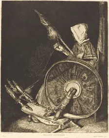 Fileuse Bretonne (Breton Spinner), 1861. Creator: Francois Bonvin