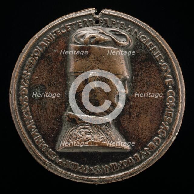 Filippo Maria Visconti, 1392-1447, Duke of Milan 1412 [obverse], c. 1441. Creator: Pisanello.