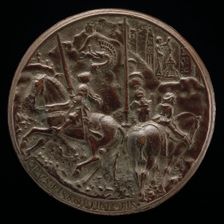 Filippo Maria Visconti Riding in a Mountainous Landscape [reverse], c. 1441. Creator: Pisanello