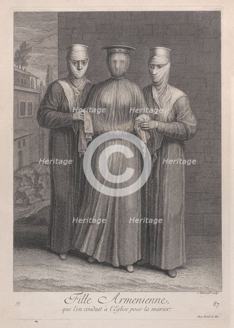 Fille Armenienne, que l'on conduit à l'Eglise pour la marier, 1714-15. Creator: Unknown.