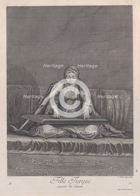 Fille Turque, jouant du Canon, 1714-15. Creator: Unknown.