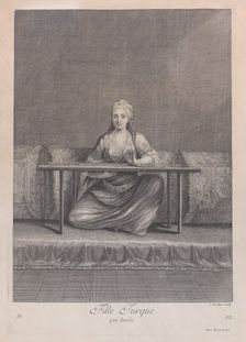 Fille Turque, qui brode, 1714-15., Creator: Unknown