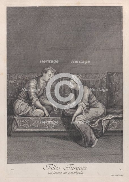 Filles Turques, qui jouent au Mangala, 1714-15. Creator: Unknown.