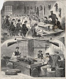 Filling Cartridges at the United States Arsenal, at Watertown, Massachusetts, 1861. Creator: Winslow Homer (American, 1836-1910)