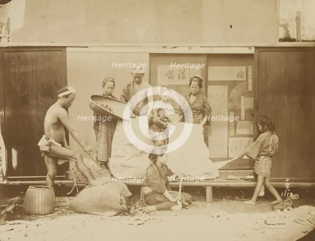 Filling Mattresses, 1884. Creator: Unknown.