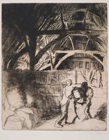 Filling sacks, 1912. Creator: George Clausen