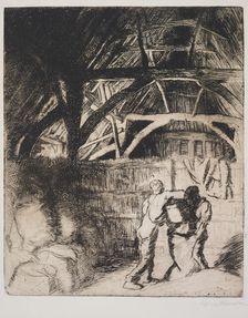 Filling sacks, 1912. Creator: George Clausen