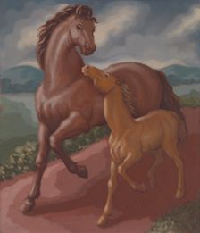 Filly and Colt, 1934. Creator: Frank Stamato