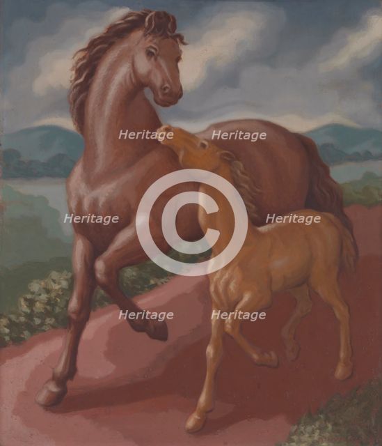 Filly and Colt, 1934. Creator: Frank Stamato.