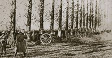 Filming the last shot fired before the Armistice, World War I, 11 November 1918