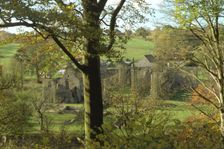 Finchale Priory, Durham, from the wooded bank of the River Wear, 1999. Artist: J Bailey