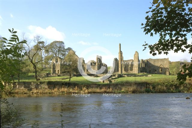 Finchale Priory, Durham, from the River Wear, 1999. Artist: J Bailey